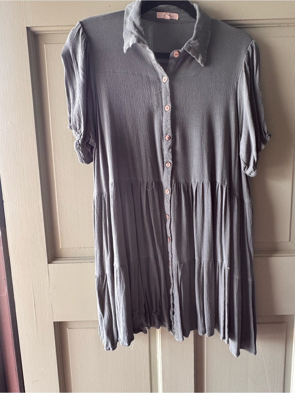 Easel brand Women's Teal Button-Front Tiered Shirt Dress size M